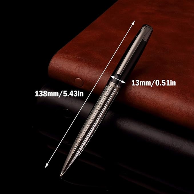 Obacle Ballpoint Pens Black Pens Medium Ball Point 1.0mm Smooth Writing Grip Metal Retractable Executive Business Office Fancy Nice Gift Pen for Men Women (Gun Black, 2 Pack 4 Refills)-DeskLoop Office