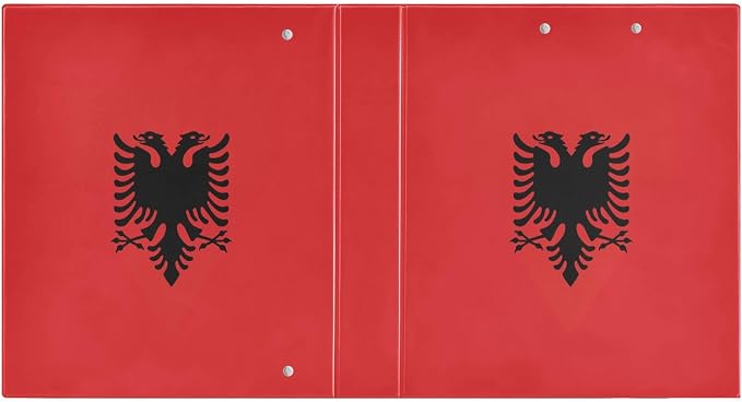 Europe Albanian Flag 3-Ring Binder, 1.5 Inch D-Ring Organizer Folder Clipboard - Image 2
