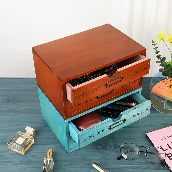 Wooden Storage Box Rustic Desktop Organizer - Image 5