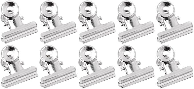 Tebatu 10Pcs Metal Stainless Steel Bulldog Grip Clip Food Sealer Bag Clamp by Unknown