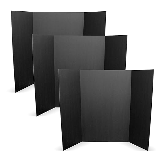 Flipside Products 36” x 48” Foam Project Boards for Presentations, Science Fair, School Projects, Event Displays and Trifold Picture Board - Total Black - 3 Pack-DeskLoop Office