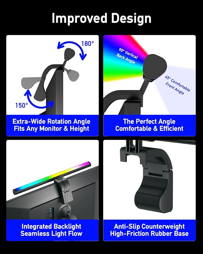 RGB Computer Light Bar， LED Monitor Lamp Screen Light Bar, Adjustable Monitor - Image 8