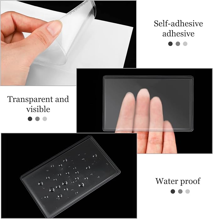 Chinco 100 Self Adhesive Pocket Index Card Pockets Index Card Holder Storage - Image 3