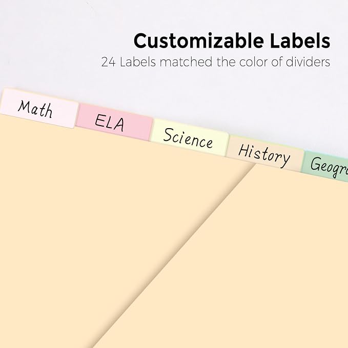 SKYDUE Binder Dividers with Tab, Pastel Dividers - Image 4