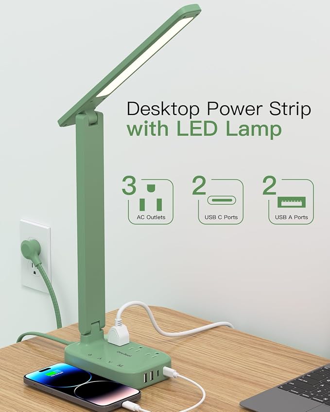 One Beat Small LED Desk Lamp Power Strip, Extension Cord - Image 2