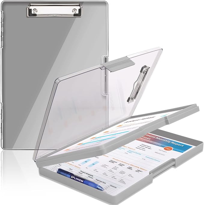 SFLHHDM Clipboard with Storage, Heavy Duty Clip Boards 8.5x11 with 2 Storage by SFLHHDM