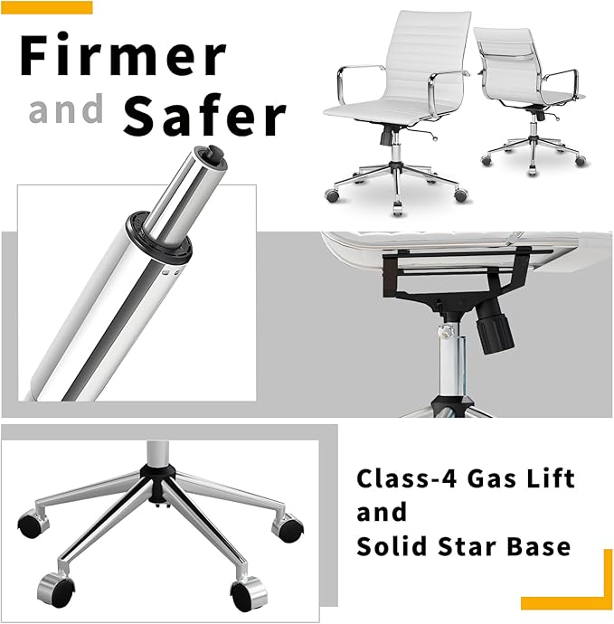 Chair, Desk Computer Chair ，with Armrests ，Ergonomic Office Chair for Home and Office, 17.32 x 22.83 x 35.43 inches, Multiple Colors (White)-DeskLoop Office