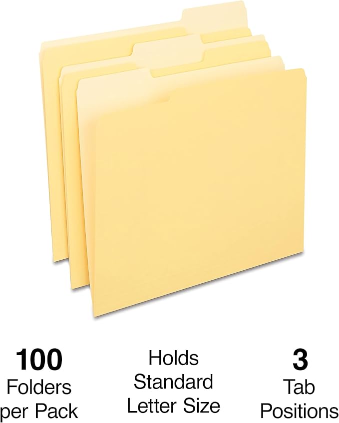 Staples File Folders, Letter Size, 1/3‑Cut Tabs, Durable Paper Stock, 200/Carton - Image 2