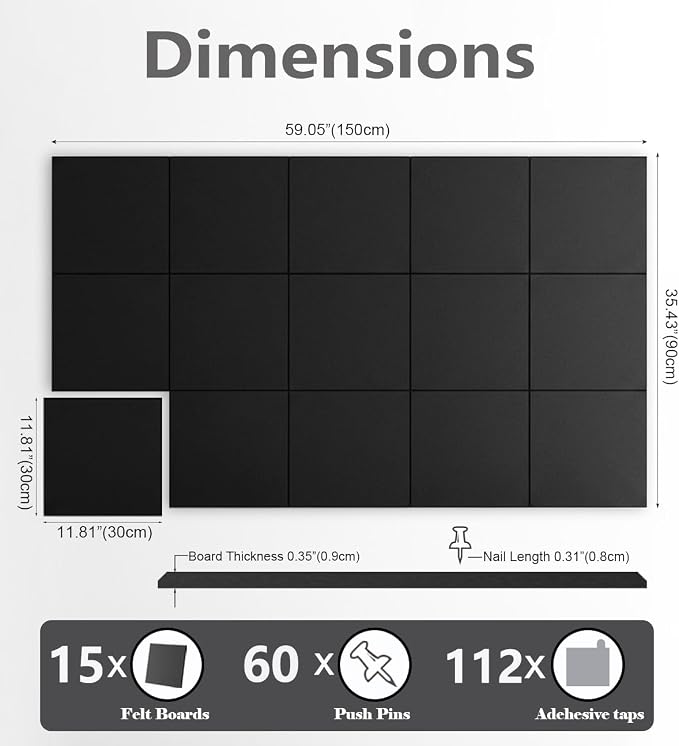 G Gamit Large Felt Wall Tiles Bulletin Board 59”x36”, Large Cork Board - Image 2