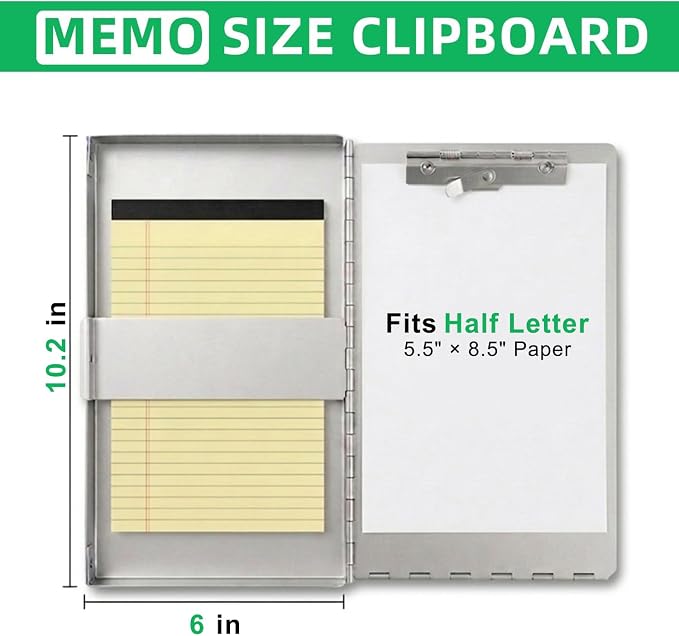 Small Aluminum Clipboard with Storage, 6 x 10.2 Inches, Recycled Metal Snapak - Image 2