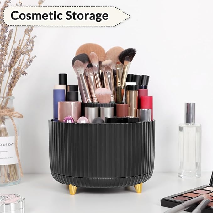 SKYDUE 360 Degree Rotating Desk Organizer, Dual-Purpose Pencil Pen Holder for Desktop, Rotating Desk Pen Organizer with 5 Slots, Office Supplies, Pencil Cup for Office, School, Home-DeskLoop Office