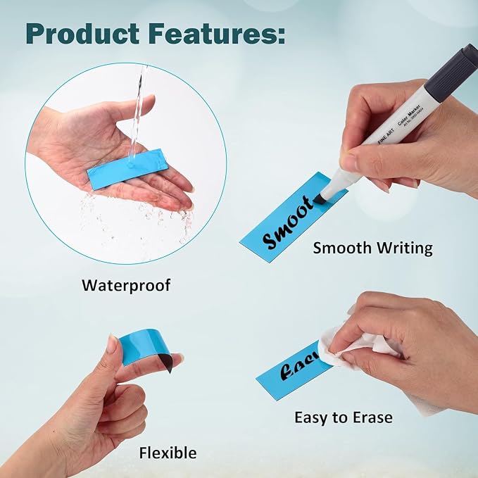 LLPT Dry Erase Magnetic Labels 2" x 4" 50 Packs Blue | Reusable Blank Writable - Image 3