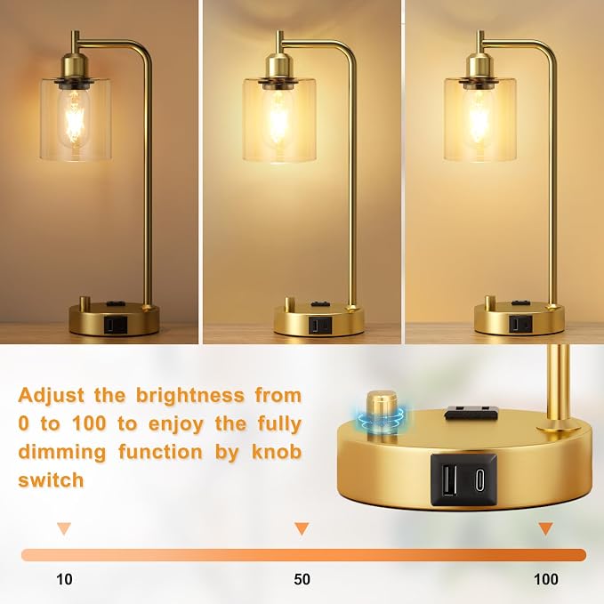 Innqoo Industrial Table Lamp for Bedroom Set of 2 - Image 2