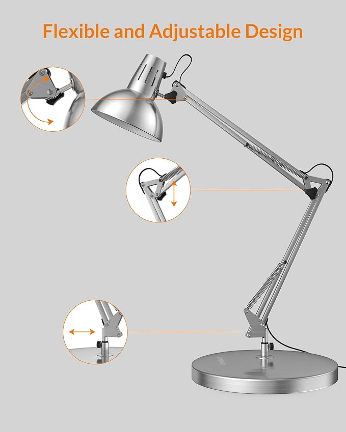 LEPOWER Metal Desk Lamp, Adjustable Goose Neck Architect Table Lamp - Image 7