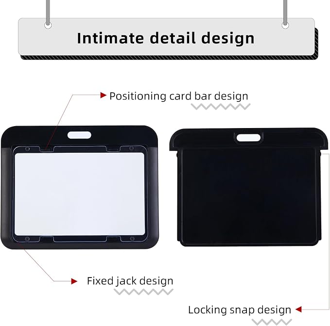 12 Pack Sliding Horizontal Badge Holder Hard Plastic Key Card Work Badge Sleeve - Image 3