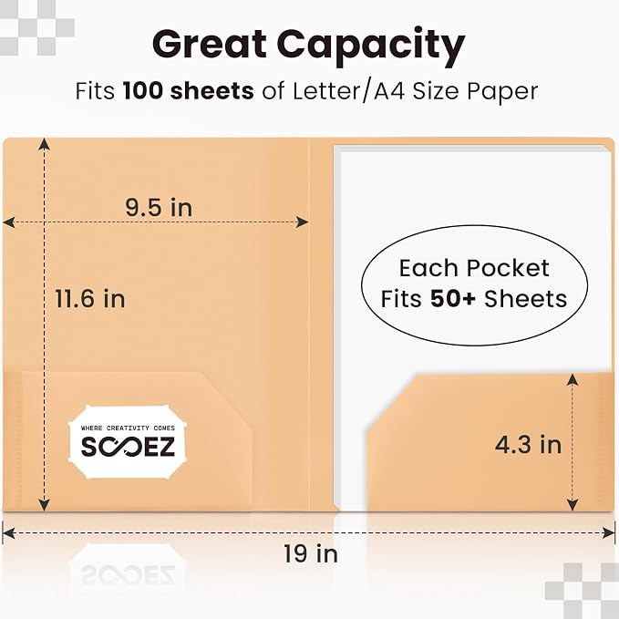 Sooez 6Pack Folders with Pockets, Pastels Colors, Heavy Duty Pocket Folder - Image 4