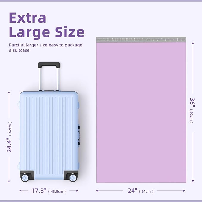 Fuxury Extra Large Poly Mailers 24x36" 25Pcs, XXL Jumbo Shipping Bags, Strong - Image 2