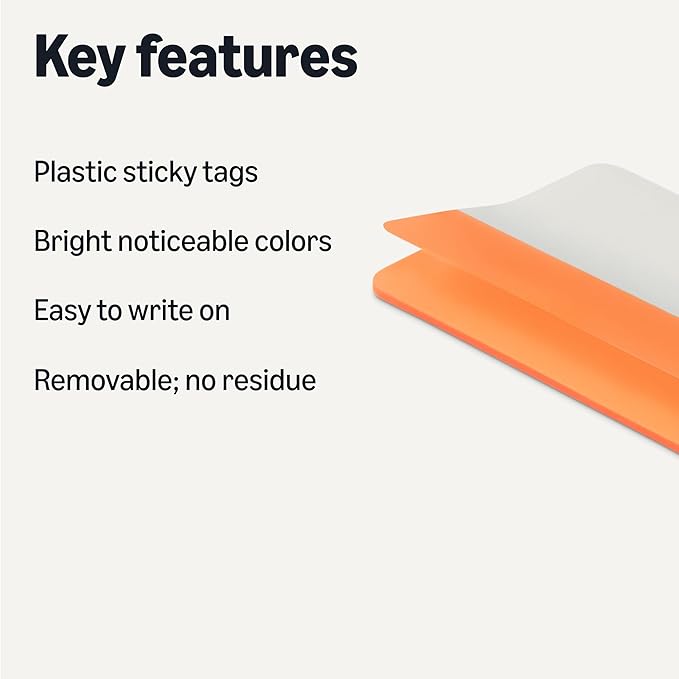 Amazon Basics Rectangular Tabs, 2 inch in Wide, 500 Pieces, Assorted Colors-DeskLoop Office