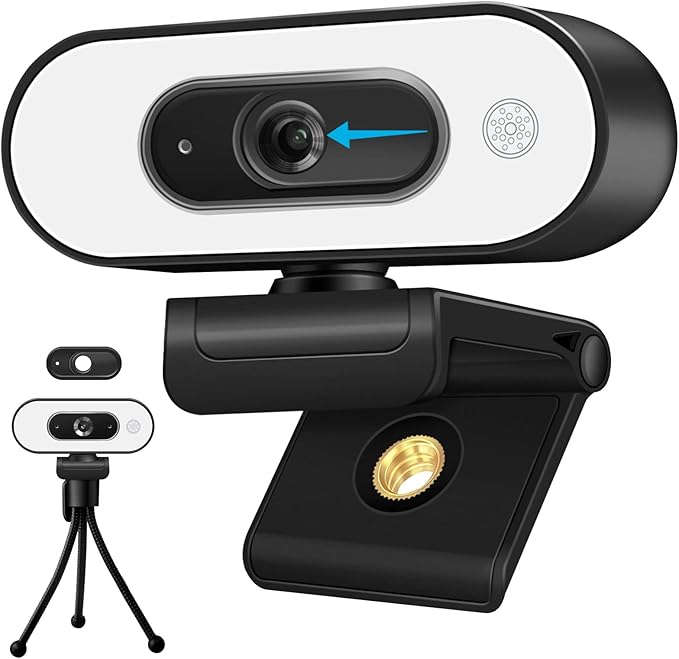 1080P USB Camera for Switch 2/ PC, Ring Light & 3-Level Brightness - Streaming Camera with Built-in Mic, Tripod & Plug&Play for Zoom/Skype/Facetime, PC/Mac/Laptop-DeskLoop Office