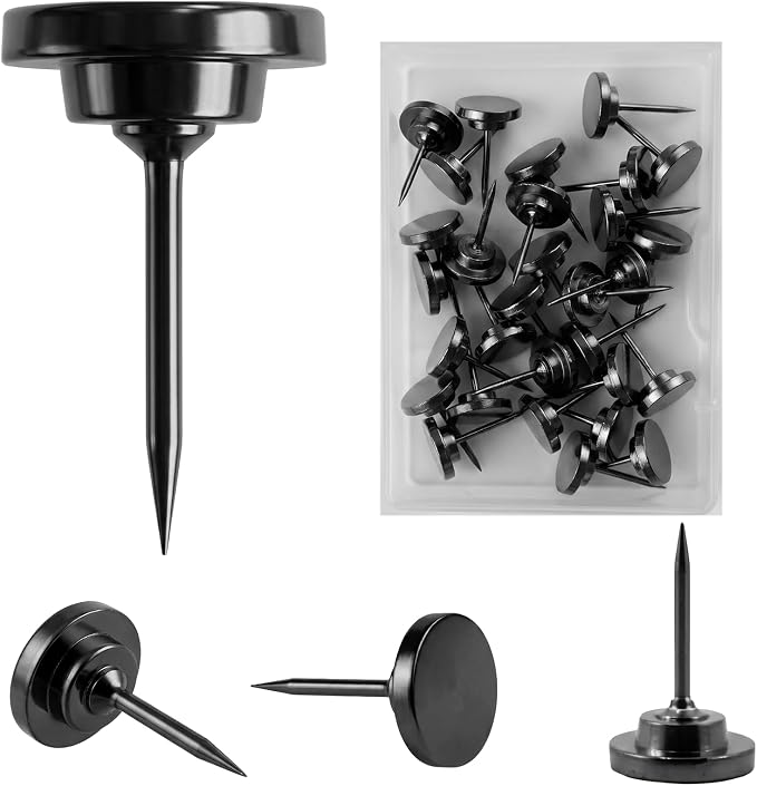 30 Pcs Metal Push Pins Black Thumb Tacks or by Unknown