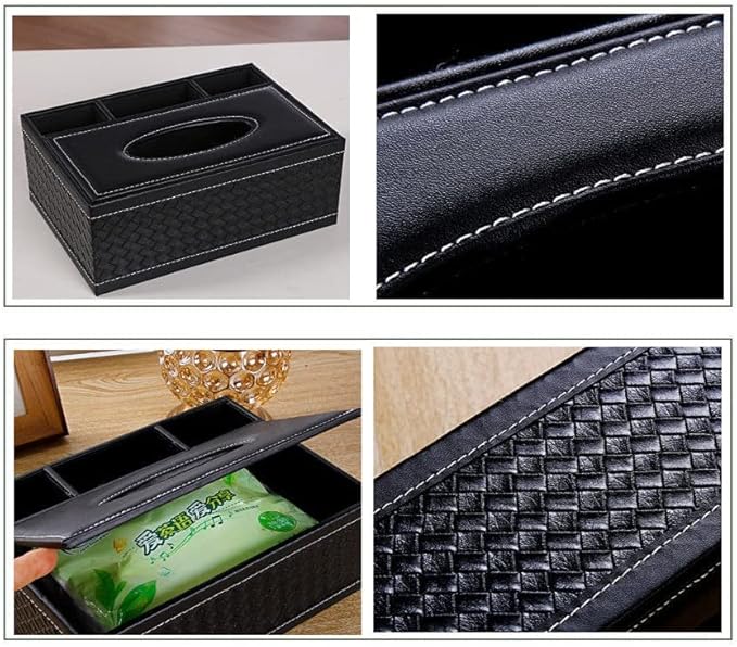 PU Leather Household Office Rectangular Tissue Box Storage Organizer Box | - Image 3