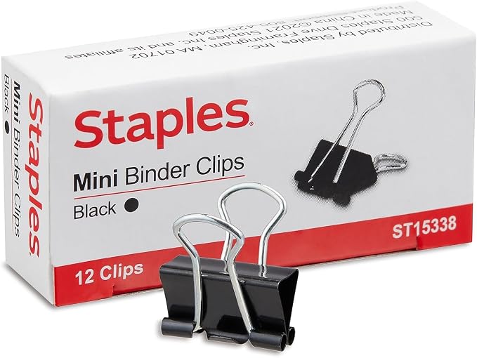 Staples Mini Binder Clips, 0.25" Capacity, 144 Pack – Extra‑Small Clips - Image 2