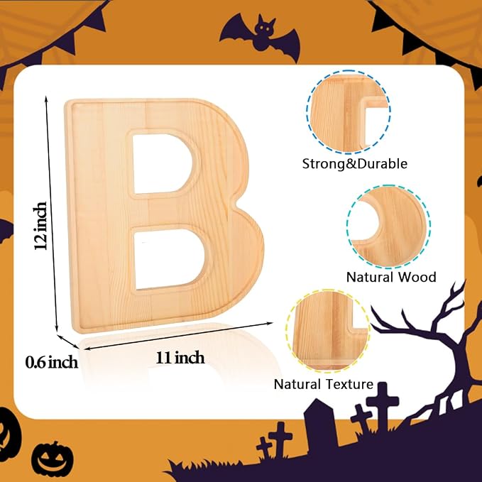 3pcs The Letters Boo Wooden Charcuterie Board, 12 Inch Larger Halloween Food - Image 2
