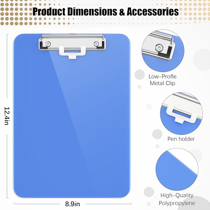 Hongri Plastic Clipboard with Pen Holder, Nurses and Women, Low Profile Clip - Image 4