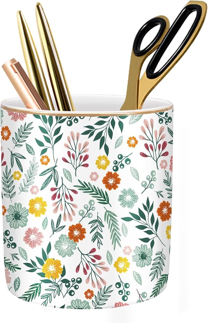 Desk Pen and Pencil Holder, Ceramic Multifunctional Organizer by WAVEYU