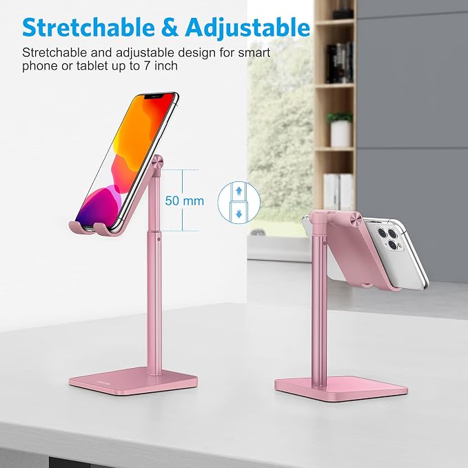OMOTON Cell Phone Stand, Adjustable Angle Height Desk Phone Dock Holder - Image 4