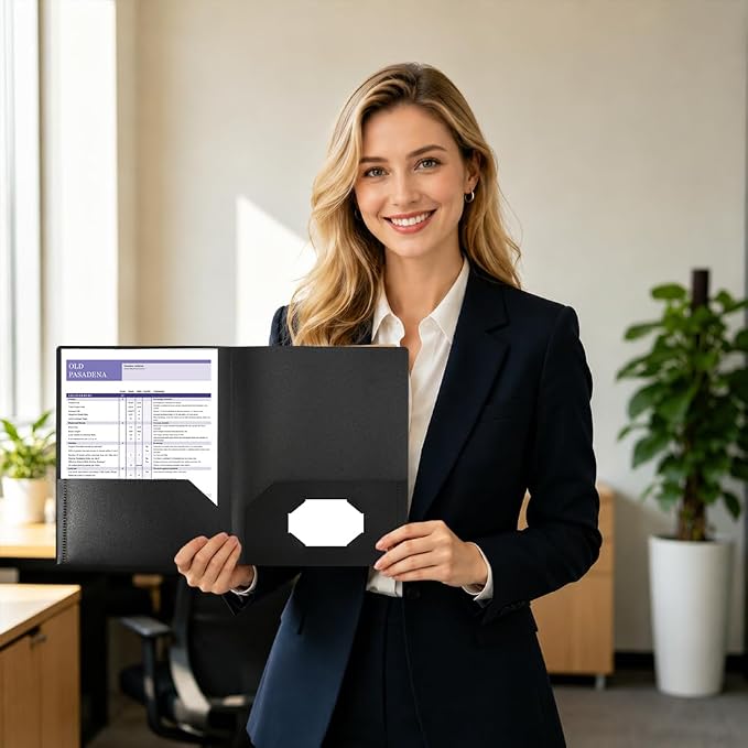 Black Folders with Pocket 7 Pack, 2 Pocket Folders, Plastic Folders with Pockets - Image 7