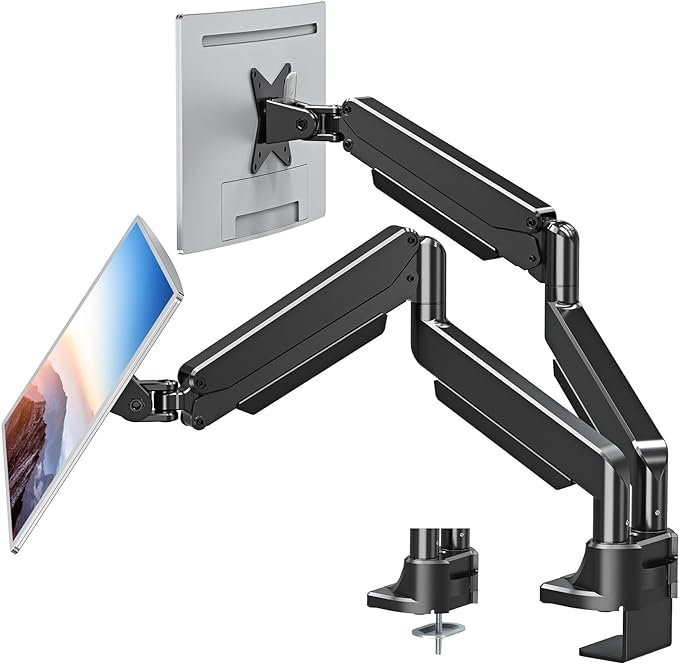 MOUNT PRO Dual Monitor Stand for Max 43 Inch Ultrawide Computer Screen, Premium Aluminum Heavy Duty Monitor Arm Holds 6.6lbs to 33lbs, Gas Spring Full Motion Display Desk Stand, VESA Mount-DeskLoop Office