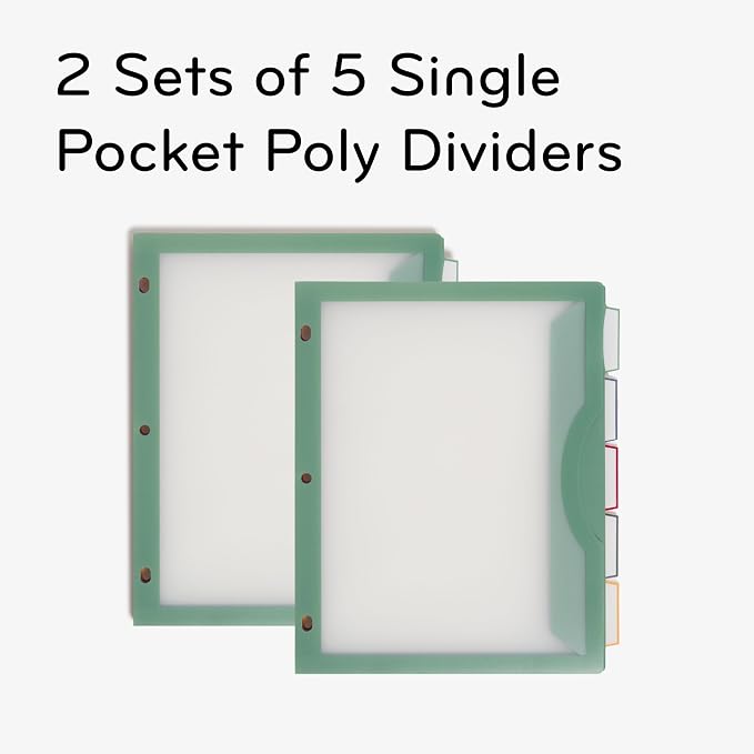 U Brands Poly 5-Tab Three Ring Binder Dividers - Image 2