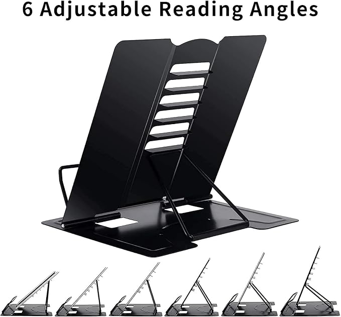 MSDADA 1PC Desk Book Stand Metal Reading Rest Book Holder Adjustable Cookbook - Image 4