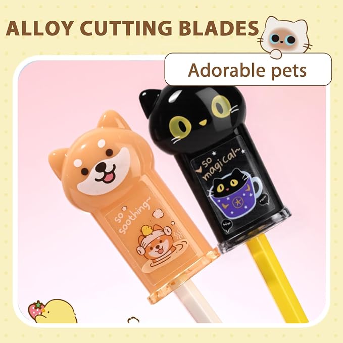 2Pcs Cute Cat Pencil Sharpener and 2Pcs Cute Cat Retractable Eraser - Image 5