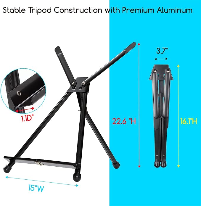MEEDEN 10 Pcs Artist Tabletop Display Easel, Aluminum Tripod Easel - Image 2