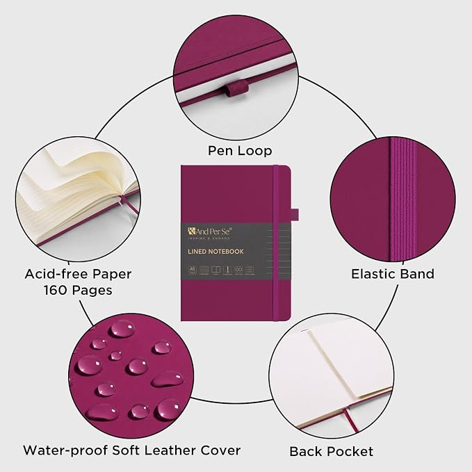 &And Per Se Lined Journal Notebook, 160 Pages, A5 5.7 x 8 inches College Ruled - Image 4
