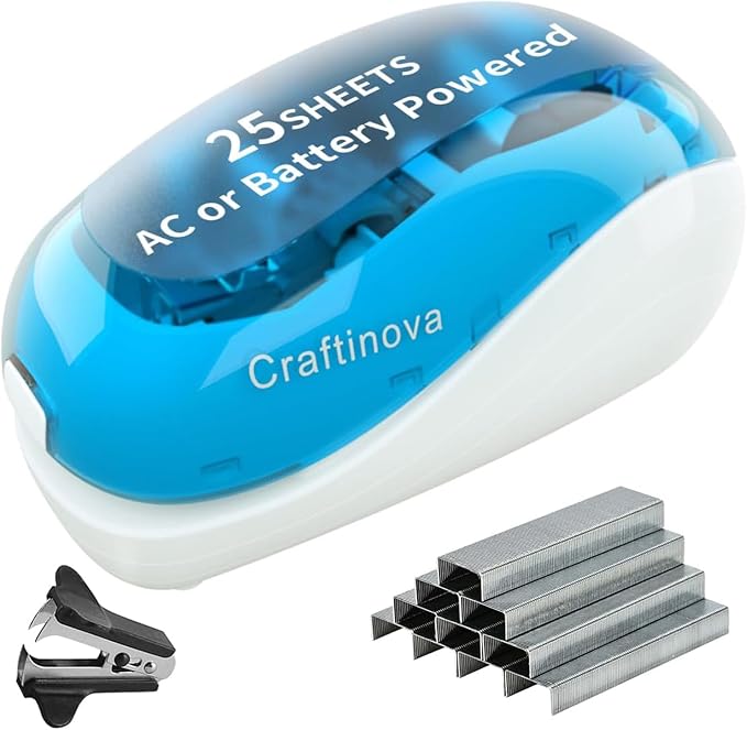 Electric Stapler, Including 2000 Staples and 1 Staple Remover, Suitable by Craftinova