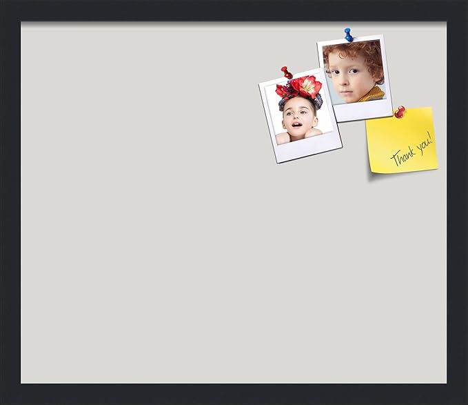 PinPix 20x17 Inch Cork Bulletin Board. This Decorative Framed Pin Board Comes with Light Stone Design and a Satin Black Frame. Ideal for Home Office Decor or Message Board (PinPix-1809)-DeskLoop Office