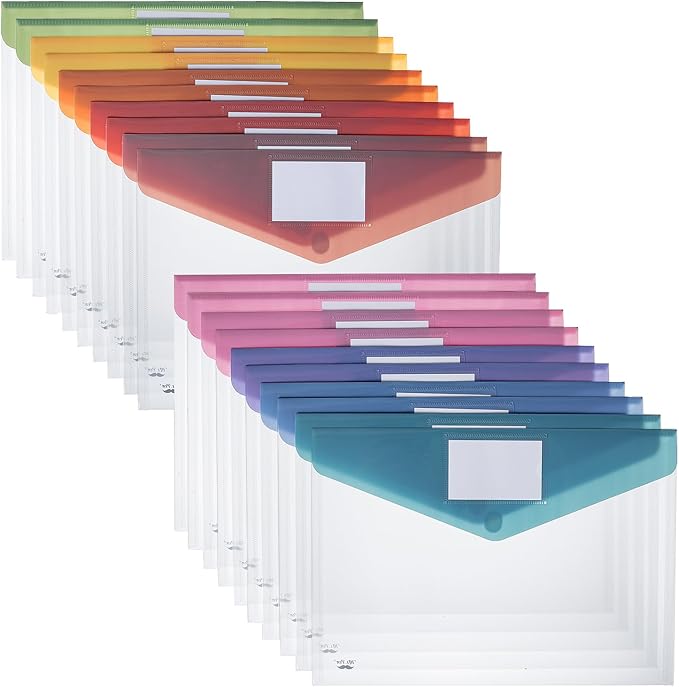 Mr. Pen- Clear Plastic Envelopes File Folders, 20 Pack, Letter Size | Colorful by MrPen