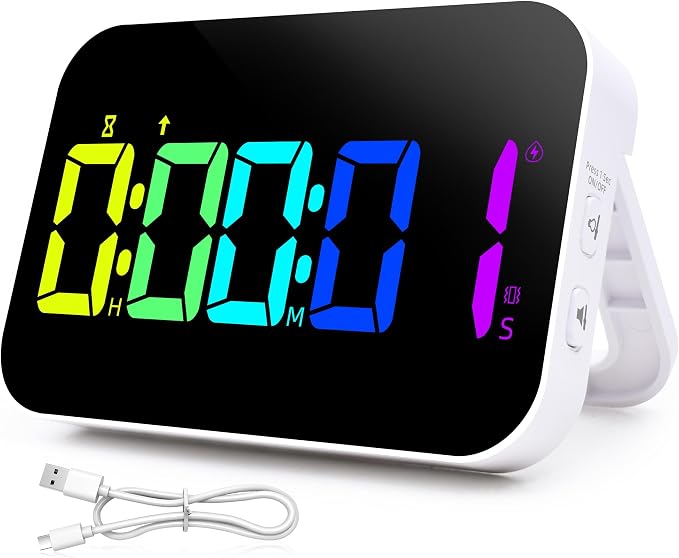 Kitchen Digital RGB Timer, Count Down Up, Rechargeable, Vibration Mode by Unknown