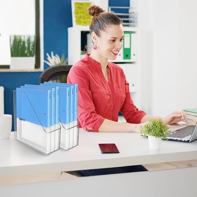 4Pcs Clear Acrylic Magazine File Holder, Plastic Vertical File Folder Storage - Image 6