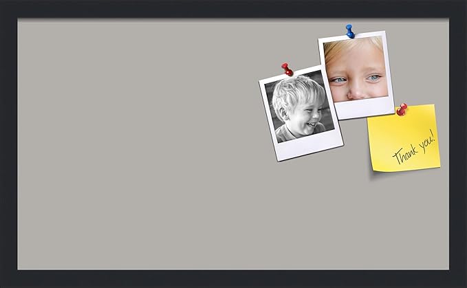 PinPix 24x14 Inch Cork Bulletin Board. This Decorative Framed Pin Board Comes with Dark Stone Design and a Satin Black Frame. Ideal for Home Office Decor or Message Board (PinPix-1808)-DeskLoop Office