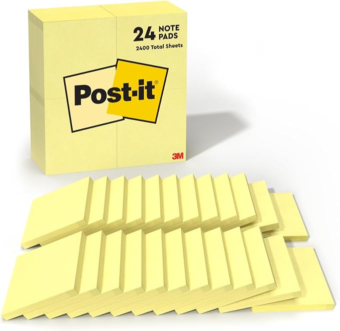 Post-it Notes, 3 x 3 in, The Iconic Canary Yellow Note, 24 Pads | School by Unknown