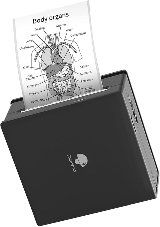 Phomemo Mini Sticker Printer- Mini Printer Sticker Maker Machine M02, Print Pods Suitable for Creative DIY, Diaries, Photos, Study Notes, Portable Thermal Inkless Label Maker for Home/Travel, Black-DeskLoop Office