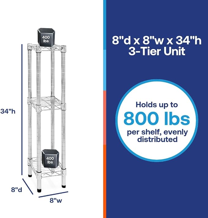 Shelving Inc. 8" d x 8" w Chrome Wire Shelving - Image 2