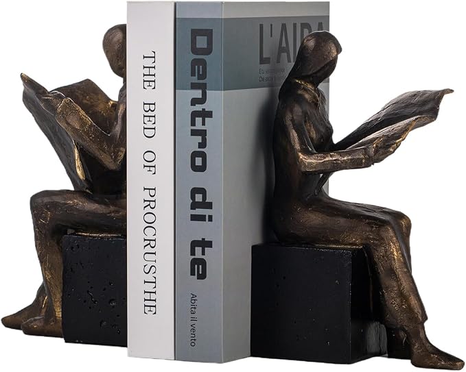 Lukitas Decorative Newspaper Reader Bookends, Heavy Duty Book Holder Non-Slip - Image 5