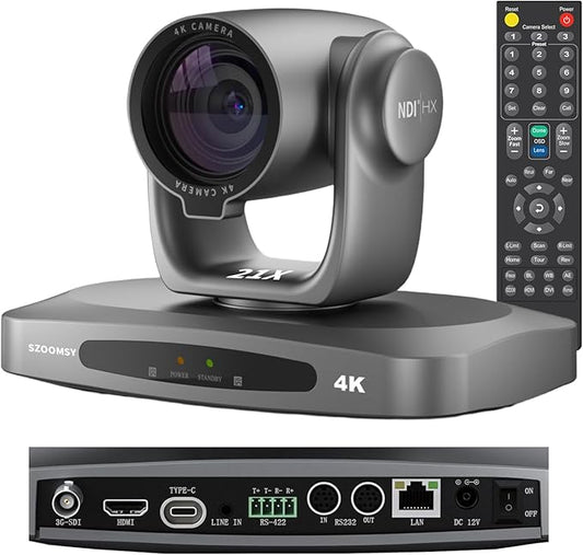 4K NDI PTZ Camera with AI Auto Tracking 21X Optical Zoom HDMI/SDI/USB 3.0/PoE/IP for Church Worship, Live Events, Video Conferencing (OBS, vMix, Zoom, Teams)-DeskLoop Office