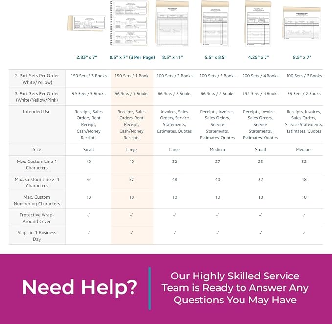 Custom 8.5" x 7" Carbonless NCR Books in 2-Part Duplicate Invoices, Work Orders - Image 7