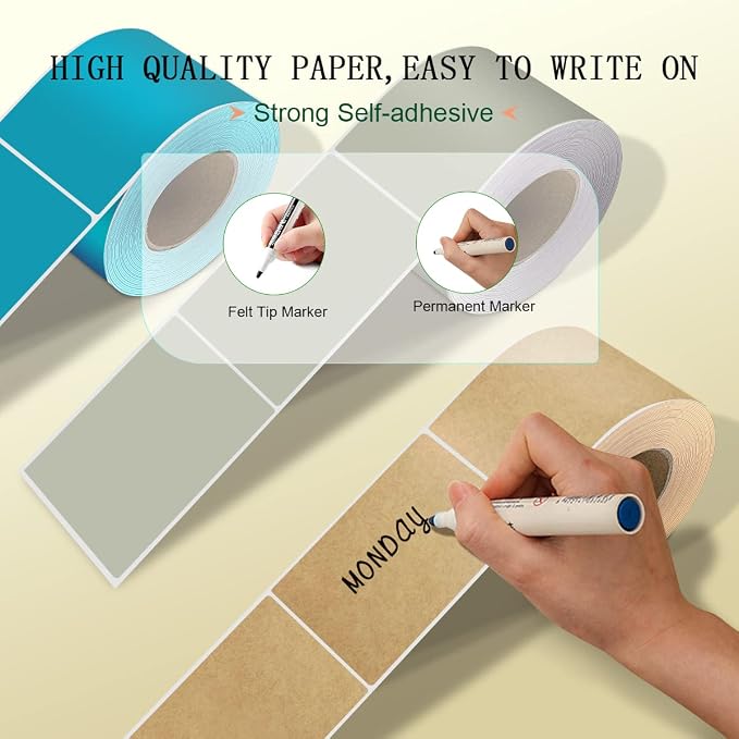 PARLAIM 5 X 3 inch Natural Brown Kraft Paper Inventory Labels Rectangle Color - Image 4